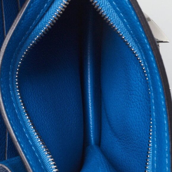 Hermes Bleu Zellige Evercolor Leather Palladium Plated 2002 Wallet - Picture 11 of 12